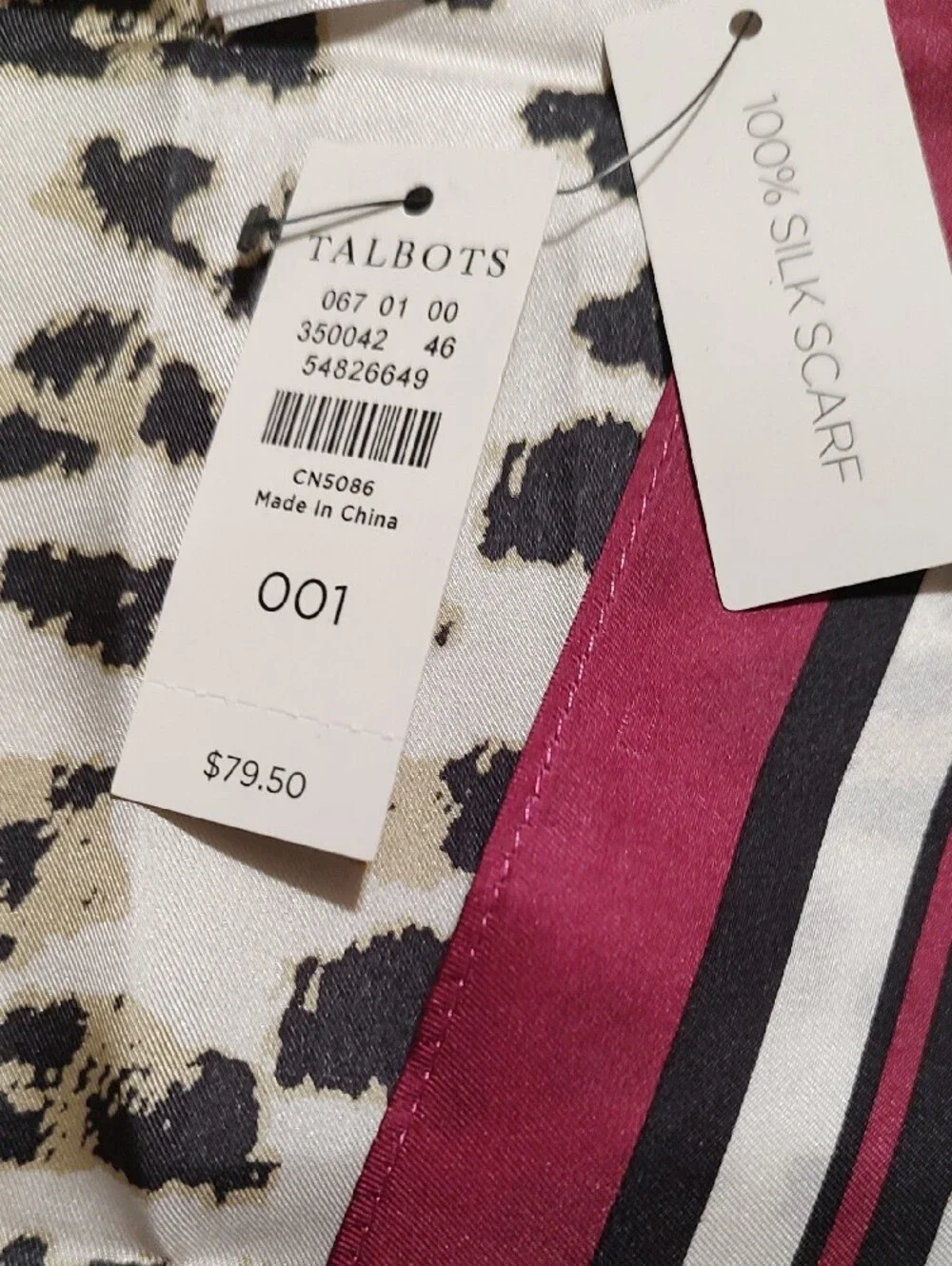 Talbots Leopard Print Silk Scarf MWT